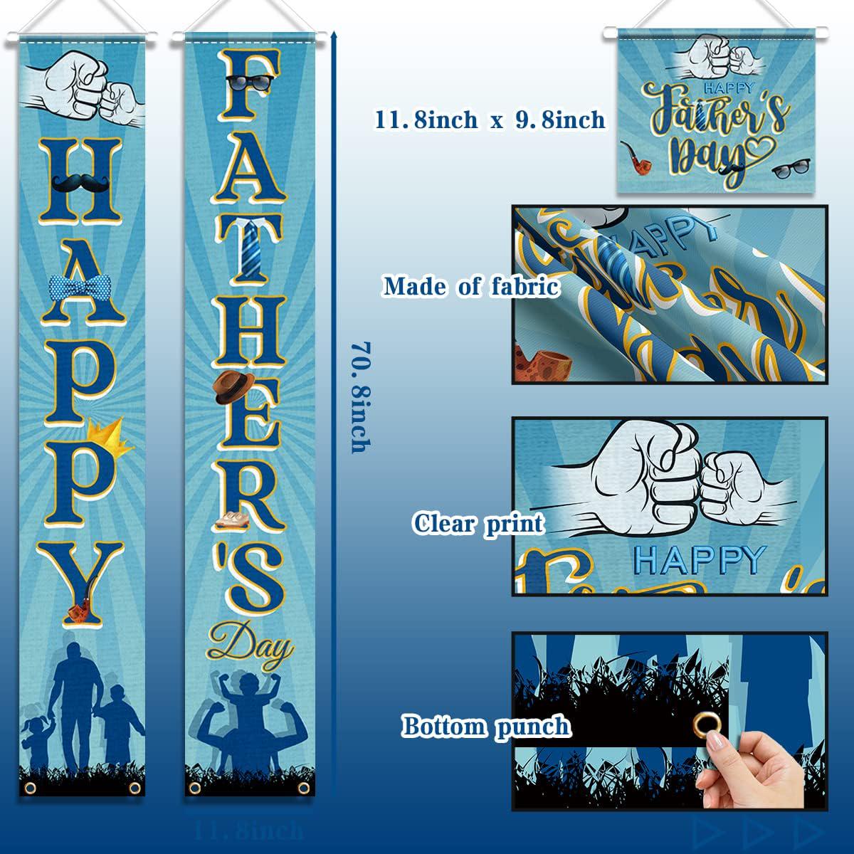 Happy Father's Day Porch Banner Set: Blue "I Love Dad" Door Decorations