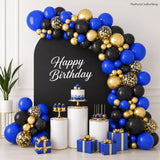 Royal Blue Black Gold Balloon Garland Arch Kit Video Game Birthday Graduation Party Decor
