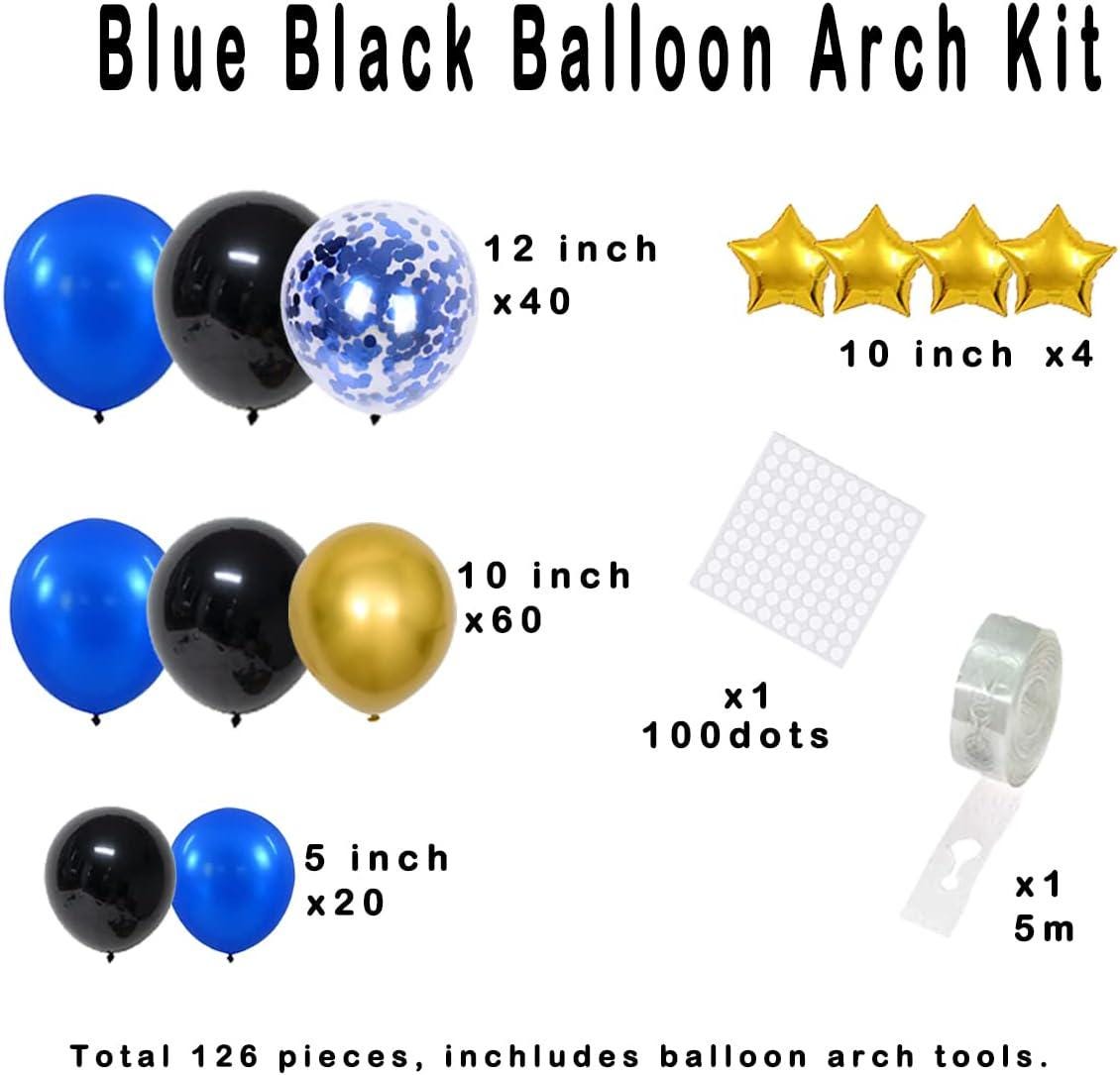 Royal Blue Black Gold Balloon Garland Arch Kit Video Game Birthday Graduation Party Decor