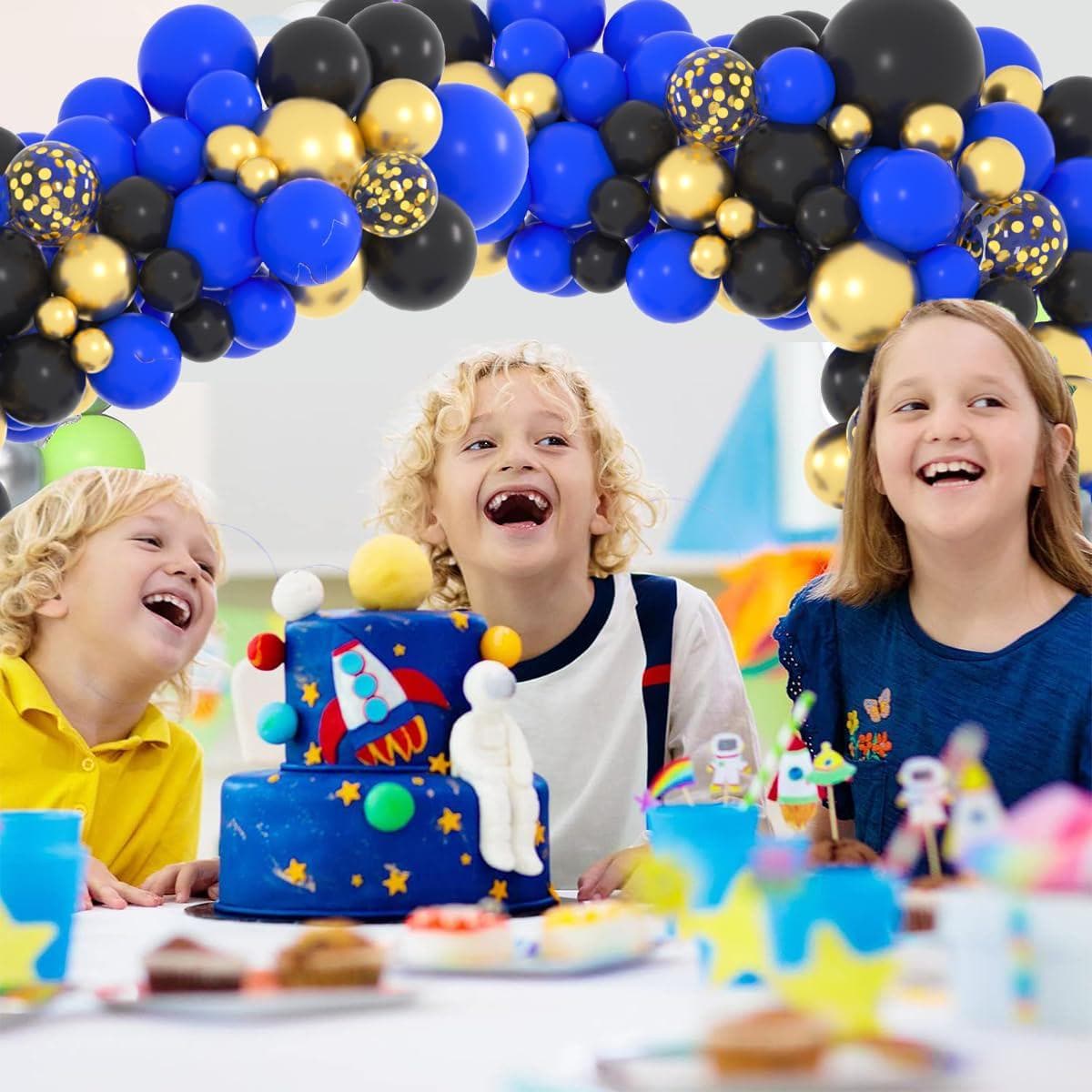 Royal Blue Black Gold Balloon Garland Arch Kit Video Game Birthday Graduation Party Decor