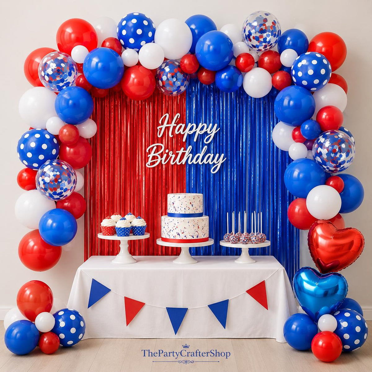 Red White Blue Balloon Garland Arch Kit Patriotic Party Decor Fringe Curtain