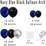 Navy Blue Black Silver Balloon Garland Kit: Men's Birthday, Graduation, Retirement Party Decor