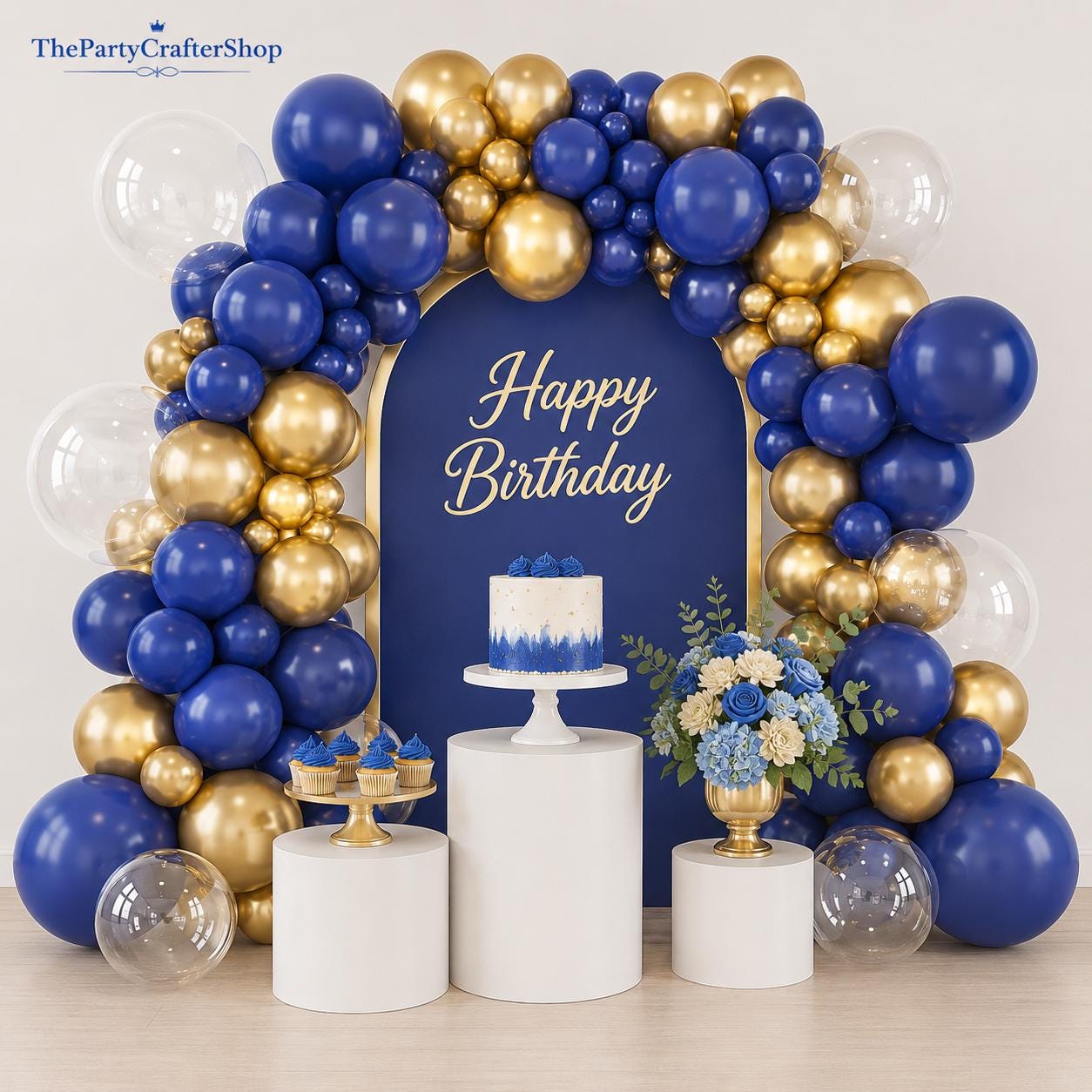 Navy Blue Gold Balloon Arch Garland Kit 120 Pcs Wedding Birthday Baby Shower Decor