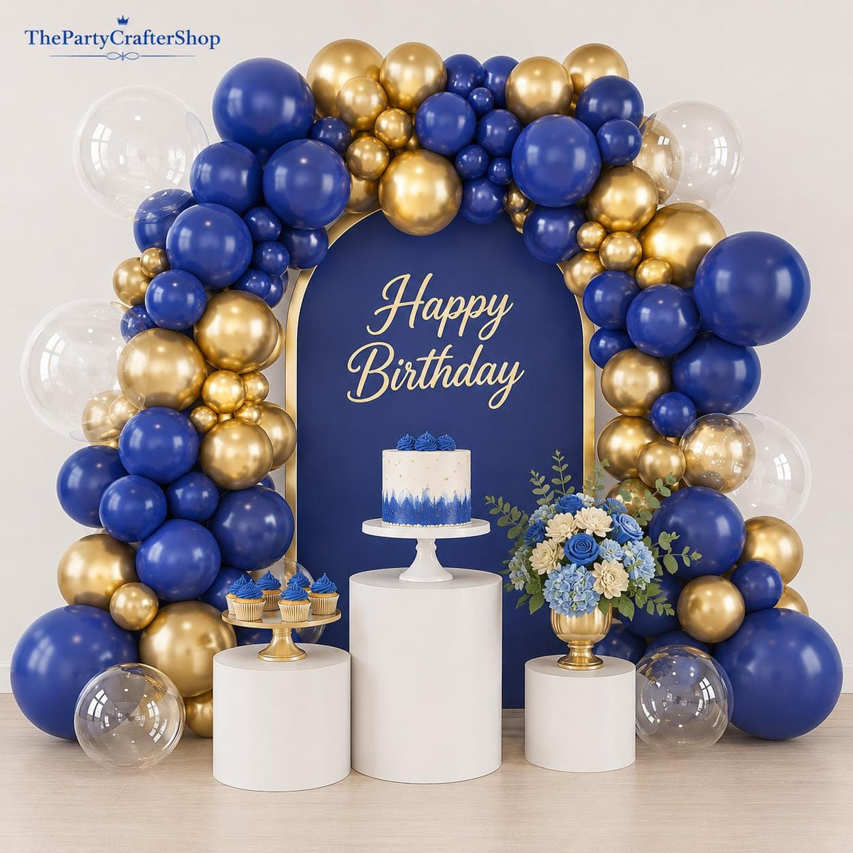 Navy Blue Gold Balloon Arch Garland Kit 120 Pcs Wedding Birthday Baby Shower Decor