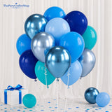 Blue Balloon Set Metallic Chrome Latex Balloons for Birthday Wedding Ocean Party Decor