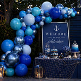 Blue Balloon Set Metallic Chrome Latex Balloons for Birthday Wedding Ocean Party Decor