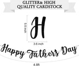 Happy Father's Day Black Glitter Banner Backdrop Decorations for Home Office Classroom Party