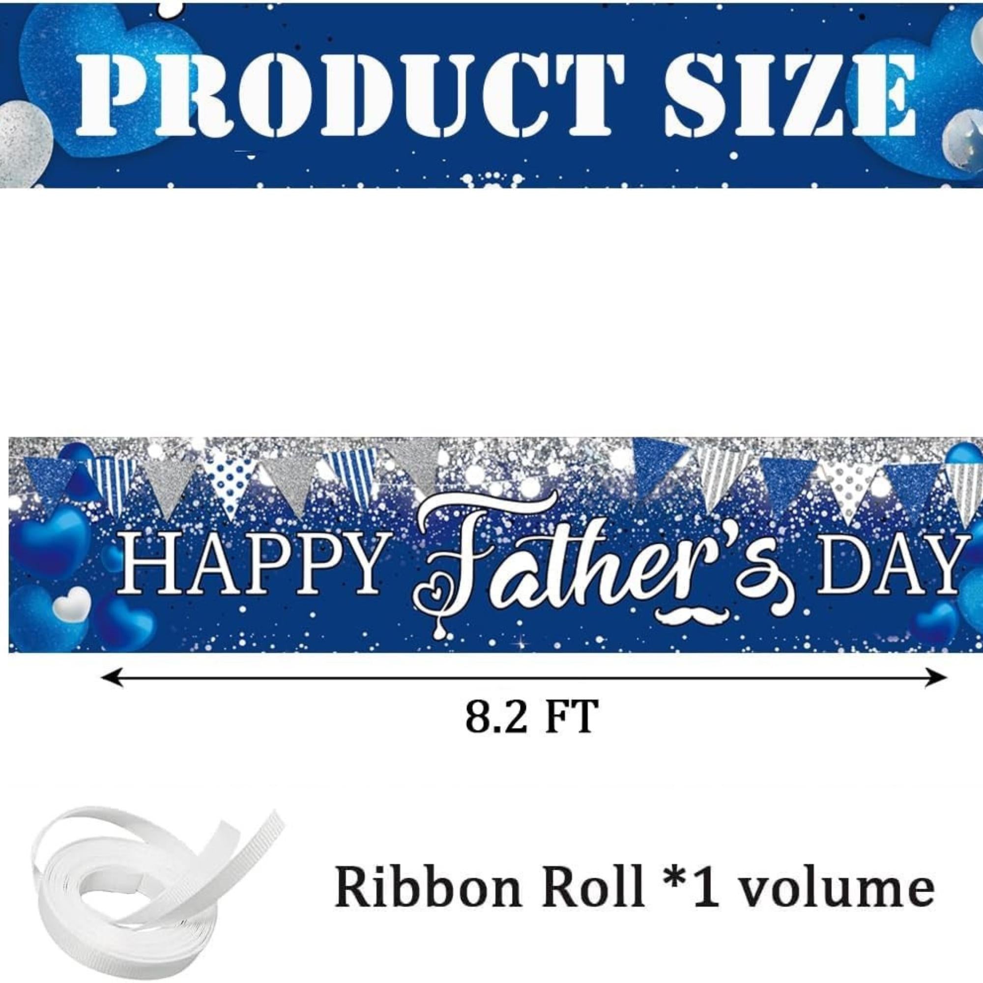 Happy Father's Day I Love Dad Banner Backdrop Blue Silver Glitter Garland Photo Decorations