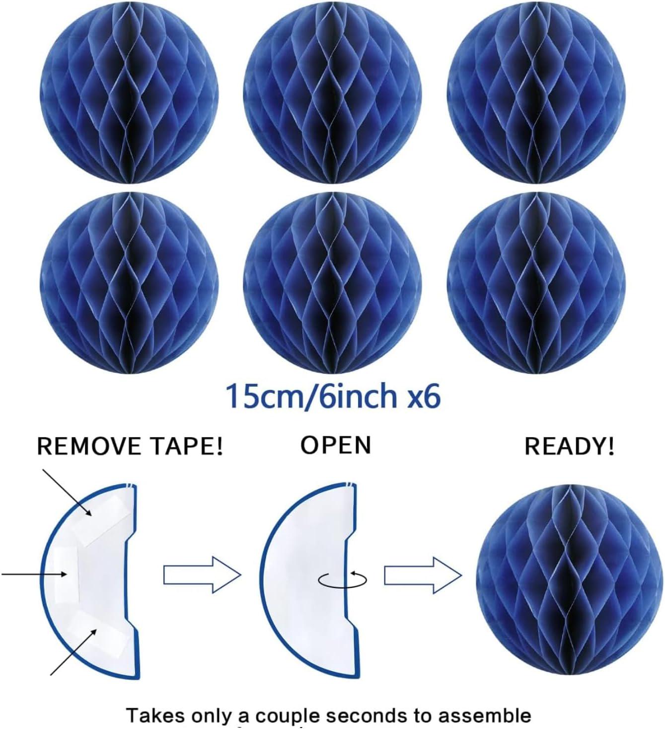 Happy Father's Day Party Decoration Kit Banner Honeycomb Balls Hanging Swirls Blue Heart Theme