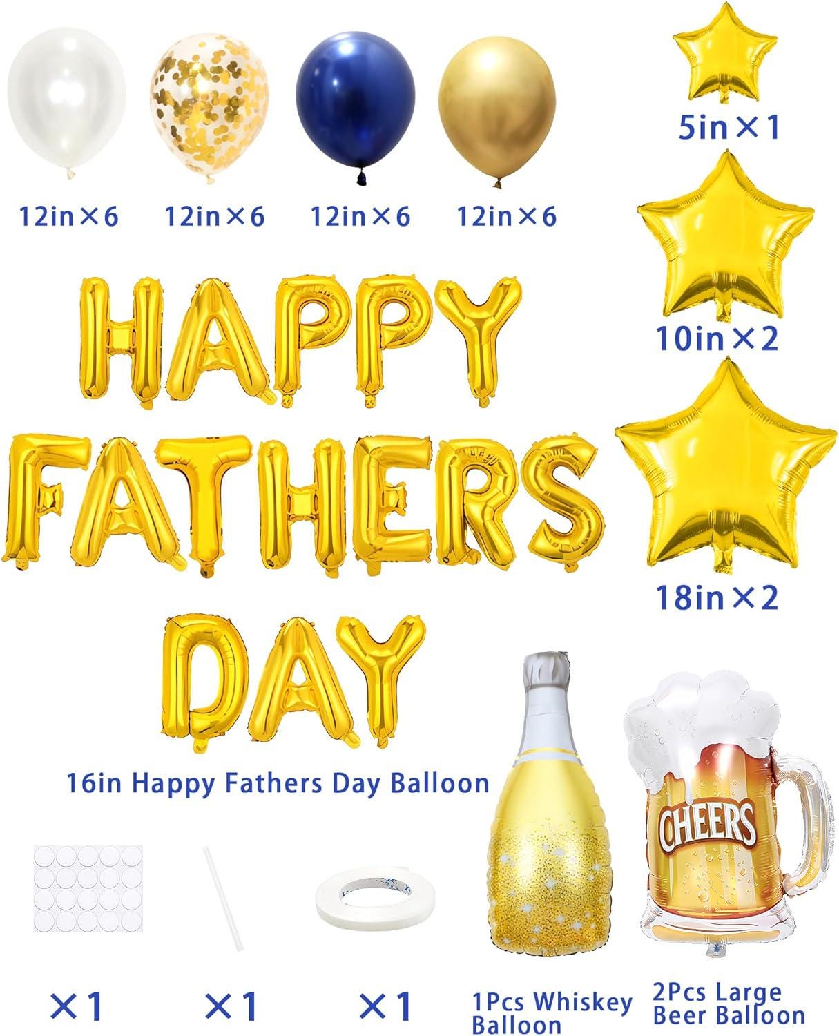 50PCS Happy Father's Day Balloon Decoration Set Banner Letters Photo Booth Party Supplies