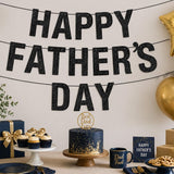 Happy Father's Day Black Glitter Script Banner Garland Photo Booth Party Decorations