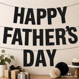 Happy Father's Day Black Glitter Script Banner Garland Photo Booth Party Decorations