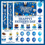 Happy Father's Day Decorations Set Banner Backdrop Balloons Hanging Swirls & Paper Pompoms