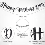 Happy Father's Day Black Glitter Banner Preassembled Garland Wall Door Party Decorations