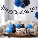 Happy Father's Day Black Glitter Banner Preassembled Garland Wall Door Party Decorations