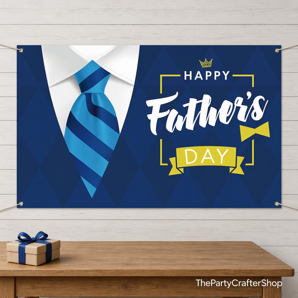 Happy Father's Day Blue Backdrop Banner Party Decorations Photo Background for Dad Celebration