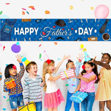Happy Father's Day Dark Blue Banner Backdrop & Yard Sign Decorations for Indoor Outdoor Party