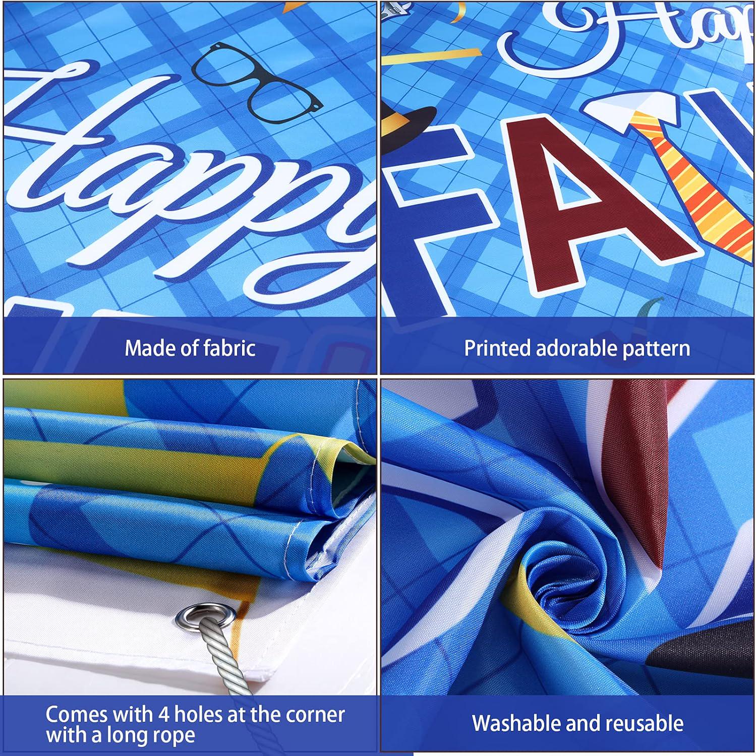 73x43 Inch Happy Father's Day Banner Backdrop Large Polyester Party Decorations for Indoor Outdoor