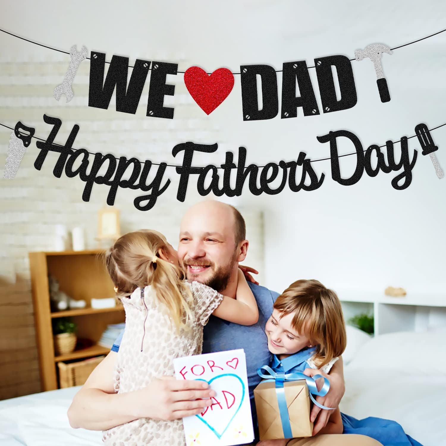 We Love Dad Banner: Happy Father's Day Garland, Dad Ever Party Decorations