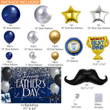Father's Day Balloon Garland Arch Kit: Navy Blue, Silver, Gold Decorations, Backdrop