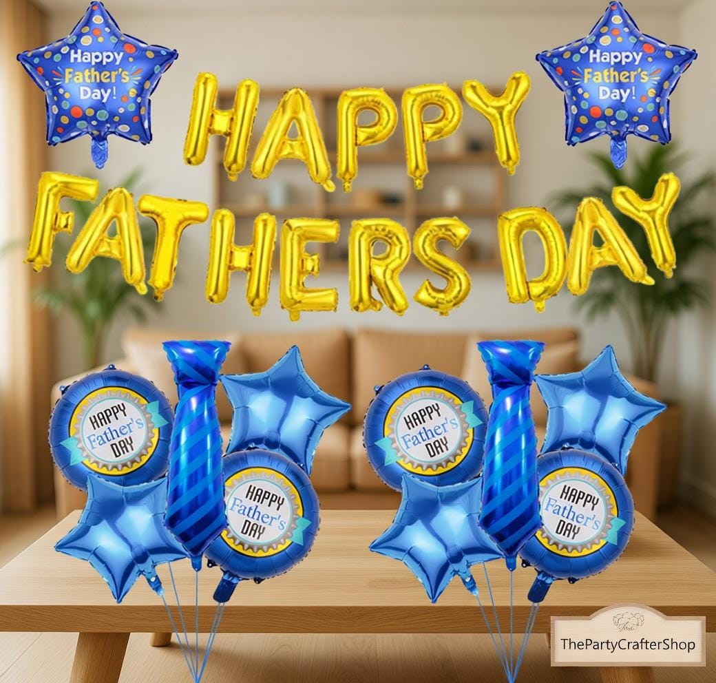 Happy Father's Day Balloons & Banner Decoration Set Party Supplies for Dad Celebration