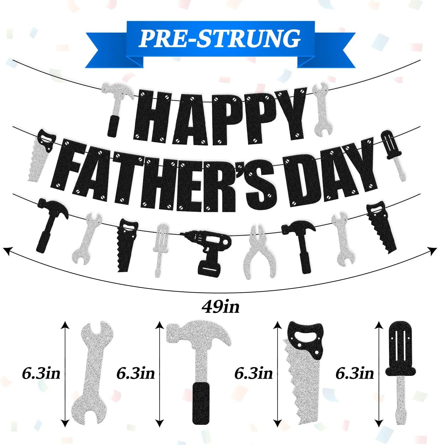 Happy Father's Day Banner: "We Love Dad" Garland, Tool Decorations