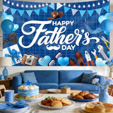 Happy Father's Day Large Blue Backdrop Banner 71x43 Inch Indoor Outdoor Party Decorations