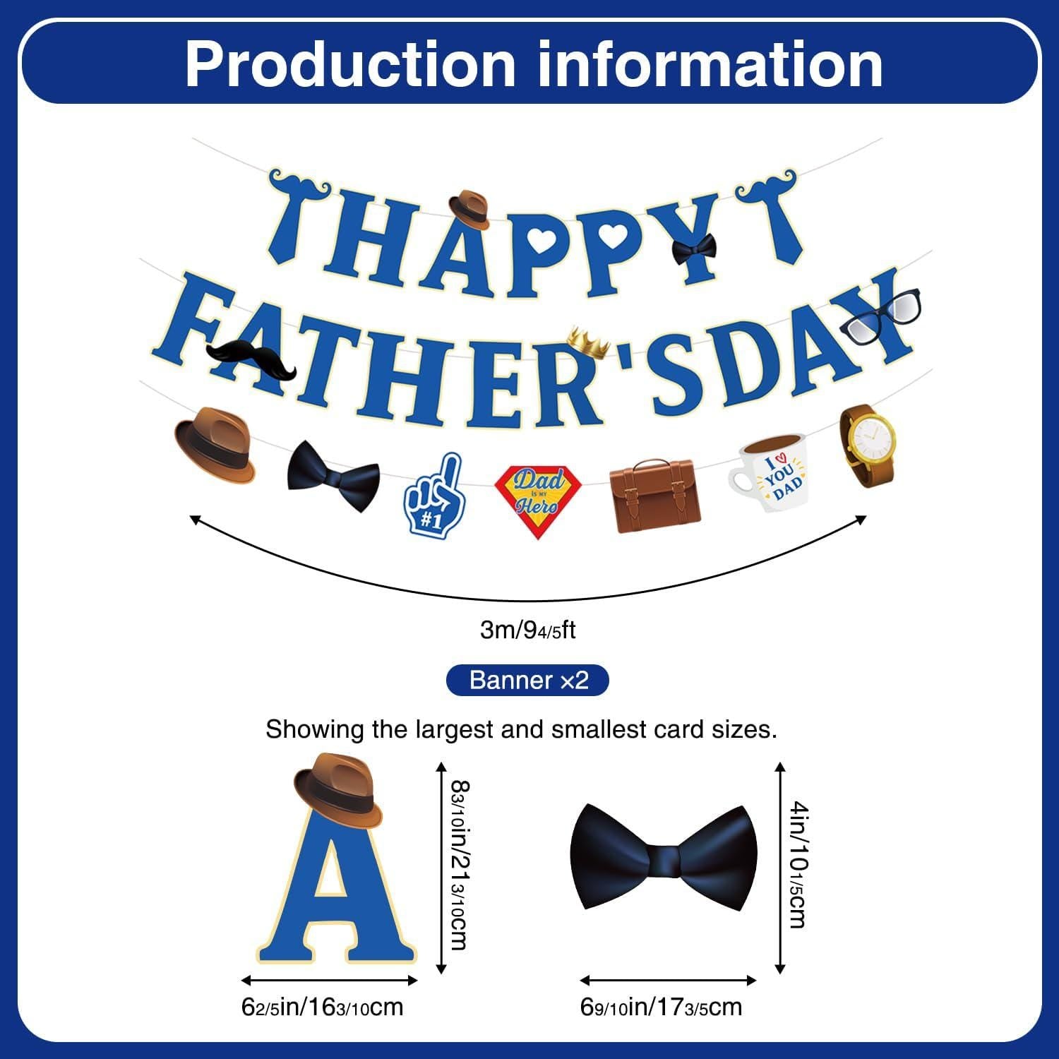 17PCS Father's Day Decorations Set Pre-Assembled Banner Hanging Decor for Home Office Party
