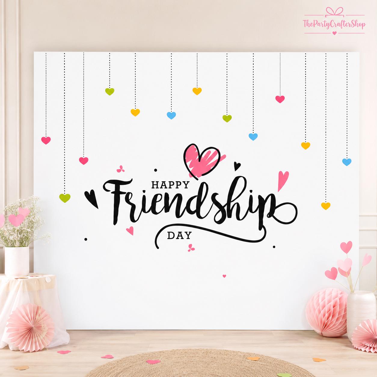 7x5ft Colorful Hearts Backdrop Friendship Day Photo Booth Banner Party Decor