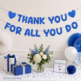 Navy Blue Thank You Banner Pre Strung Glitter Appreciation Party Decorations