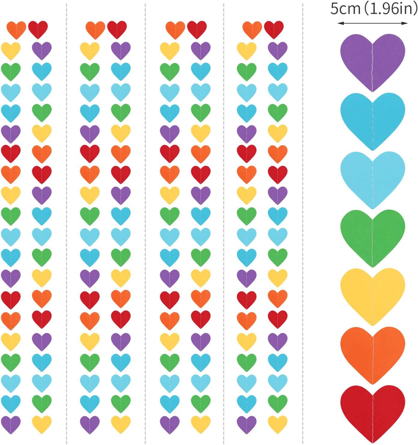 Rainbow Heart Garland 52 Ft Colorful Streamer Banner Party Decorations