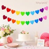 2 Pack Felt Heart Banner Colorful Rainbow Heart Garland Party Decorations