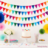 Rainbow Felt Bunting Banner 6 Strings 72 Pcs Colorful Triangle Flags Party Garland