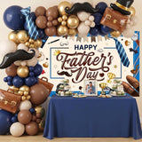 Happy Father's Day Blue Backdrop Banner, Dad Photography Party Decorations