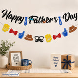 Happy Father's Day Glitter Banner Set: Tie & Beer Design Party Decorations for Dad