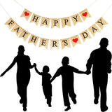 Burlap Happy Father's Day Banner Rustic Party Decorations Family Photo Prop for Dad Celebration