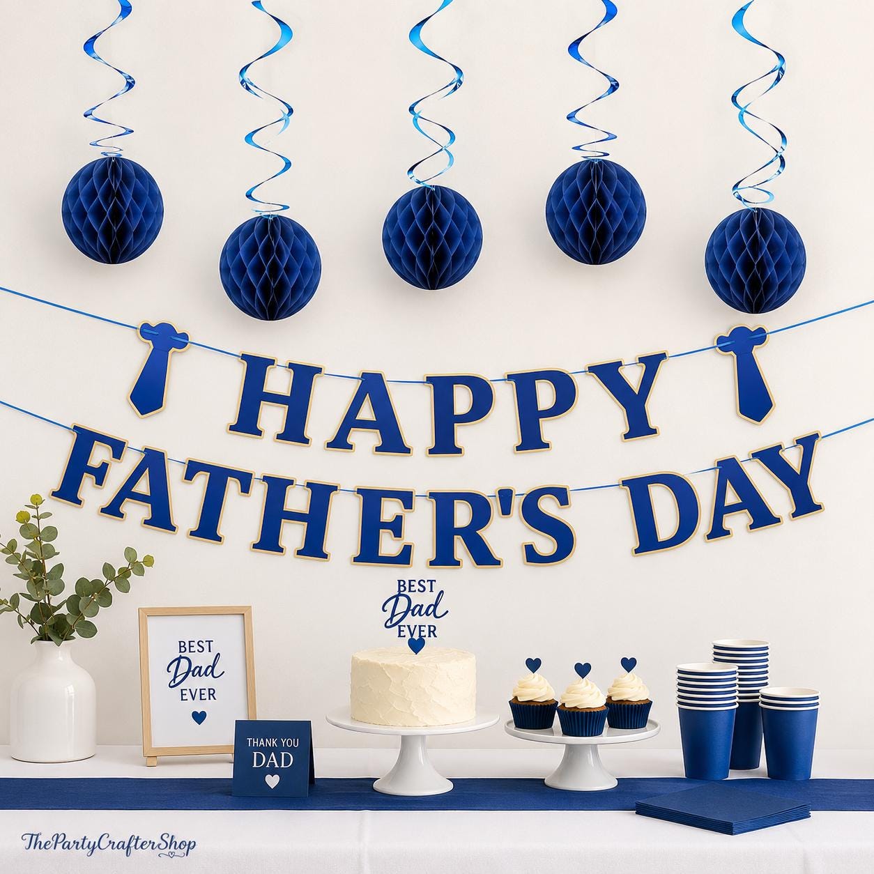 Father's Day Decorations Set Banner Hanging Swirls Honeycomb Balls Party Supplies for Dad