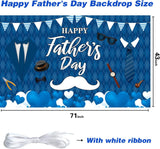 Happy Father's Day Blue Backdrop Banner 71x43 Inch Polyester Party Decorations for Dad