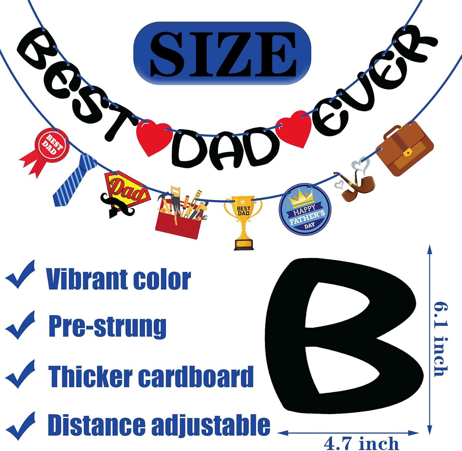 Dad Ever Banner, Happy Father's Day Garland Decorations, Party Supplies
