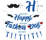 Glitter Happy Father's Day Blue Banner Garland Decorations for Dad & Papa Party Supplies