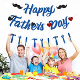 Glitter Happy Father's Day Blue Banner Garland Decorations for Dad & Papa Party Supplies