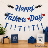 Glitter Happy Father's Day Blue Banner Garland Decorations for Dad & Papa Party Supplies