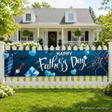 Happy Father's Day Blue Yard Sign Banner 118x23.6 Inch Outdoor Indoor Party Decorations