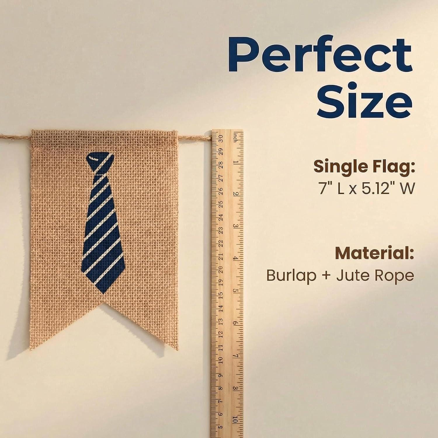 Rustic Burlap Happy Father's Day Banner with Tie Design Party Backdrop Decorations for Dad