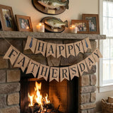 Rustic Burlap Happy Father's Day Banner with Tie Design Party Backdrop Decorations for Dad