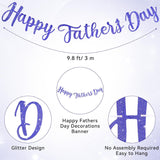 Blue Glitter Happy Father's Day Banner Pre-Assembled Garland Party Backdrop Decorations