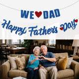 Blue Glitter Father's Day Banner: "We Love Dad", "Dad Ever" Decorations