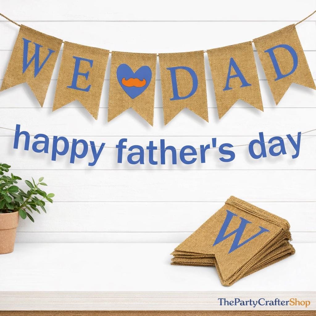 We Love Dad Burlap Father's Day Banner Flag Bunting Garland Party Decorations Photo Prop