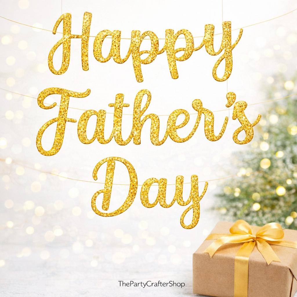 Happy Father's Day Glitter Script Banner Garland Hanging Decorations Photo Booth Party Backdrop