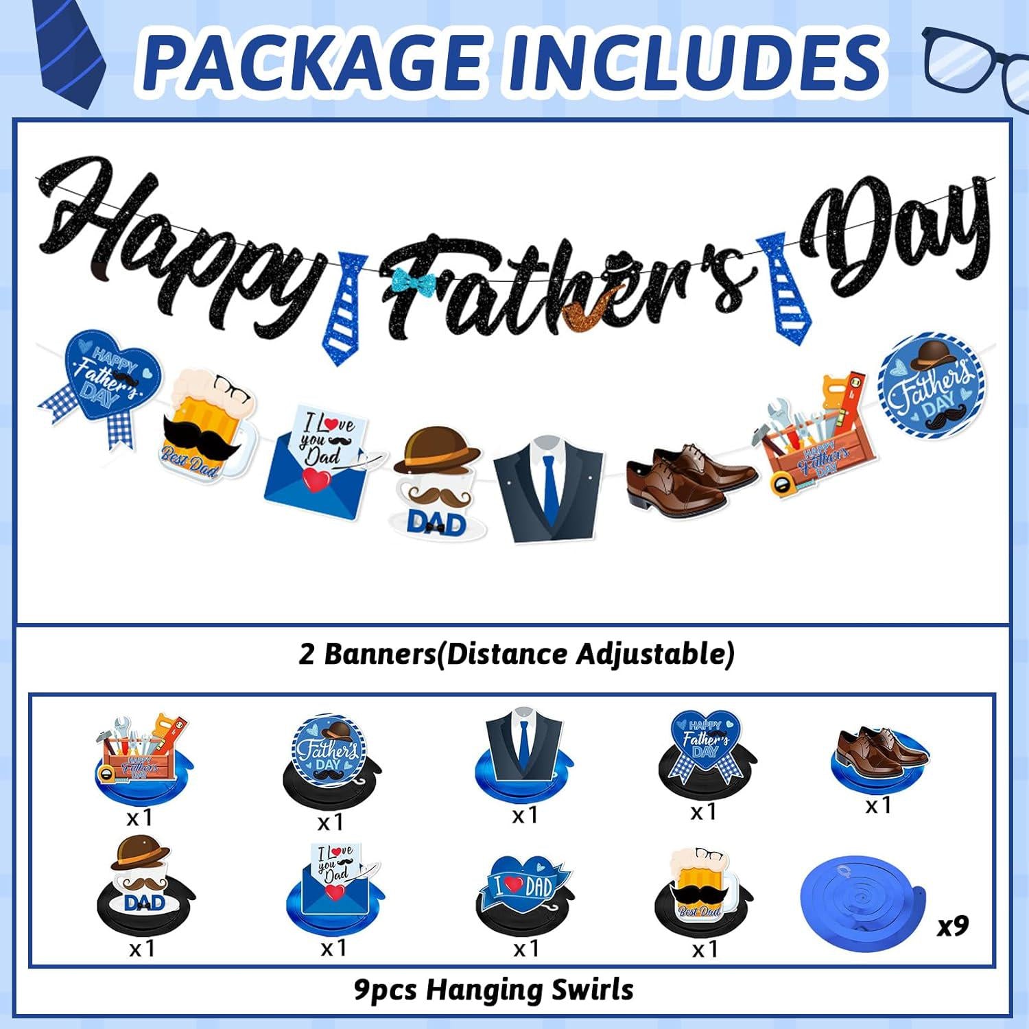 I Love You Dad – Father's Day Banner & Swirls Party Decorations
